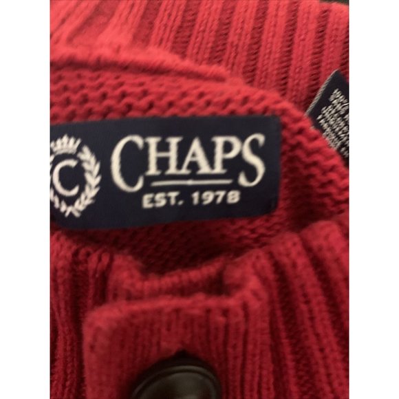 Chaps Sweater Mens XXL Red Black Mock Neck Knitted Long Sleeves Mock Neck - Picture 9 of 10